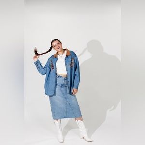 Embroidered Wild Flowers Jean Shirt